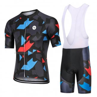 2021 Maillot Cyclisme Steep Noir Rouge Bleu Manches Courtes et Cuissard