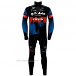 2021 Maillot Cyclisme Trek Noir Rouge Bleu Manches Longues et Cuissard