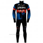 2021 Maillot Cyclisme Trek Noir Rouge Bleu Manches Longues et Cuissard