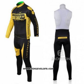 2009 Maillot Ciclismo Livestrong Jaune et Noir Manches Longues et Cuissard