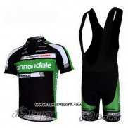 2011 Maillot Ciclismo Cannondale Noir et Vert Manches Courtes et Cuissard