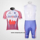 2011 Maillot Ciclismo Katusha Blanc et Rouge Manches Courtes et Cuissard