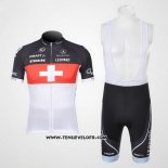 2011 Maillot Ciclismo Trek Leqpard Champion Suisse Rouge et Blanc Manches Courtes et Cuissard