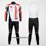 2012 Maillot Ciclismo Bissell Blanc et Rouge Manches Longues et Cuissard