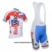 2013 Maillot Ciclismo Rusvelo Blanc et Rouge Manches Courtes et Cuissard