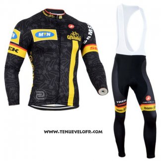 2014 Maillot Ciclismo Mtn Noir et Jaune Manches Longues et Cuissard