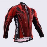 2015 Maillot Ciclismo Fox Cyclingbox Noir Rouge Manches Longues et Cuissard