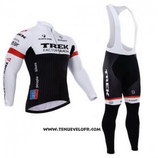 2015 Maillot Ciclismo Trek Factory Racing Factory Racing Blanc et Noir Manches Longues et Cuissard