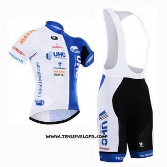 2015 Maillot Ciclismo UHC Blanc et Azur Manches Courtes et Cuissard