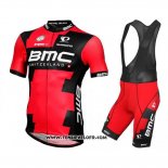 2016 Maillot Ciclismo BMC Noir et Rouge Manches Courtes et Cuissard