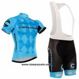 2016 Maillot Ciclismo Cannondale Noir et Bleu Manches Courtes et Cuissard