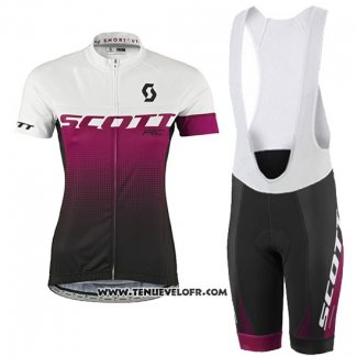 2016 Maillot Ciclismo Femme Scott Rouge et Blanc Manches Courtes et Cuissard