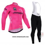 2016 Maillot Ciclismo Giro D'italie Rose et Blanc Manches Longues et Cuissard