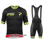 2016 Maillot Ciclismo Pinarello Noir et Jaune Manches Courtes et Cuissard