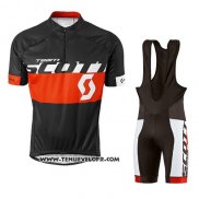 2016 Maillot Ciclismo Scott Noir et Rouge Manches Courtes et Cuissard