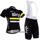 2016 Maillot Ciclismo Sky Jaune et Noir Manches Courtes et Cuissard