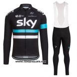 2016 Maillot Ciclismo Sky Noir Manches Longues et Cuissard