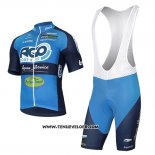 2017 Maillot Ciclismo Ago Aqua Service Bleu Manches Courtes et Cuissard