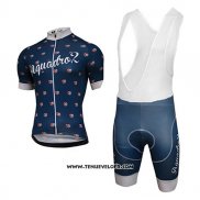 2017 Maillot Ciclismo Aquadro Lollipop Bleu Manches Courtes et Cuissard