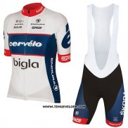 2017 Maillot Ciclismo Femme Cervelo Bigla Blanc Manches Courtes et Cuissard