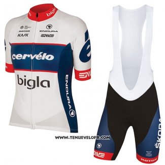 2017 Maillot Ciclismo Femme Cervelo Bigla Blanc Manches Courtes et Cuissard