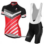 2017 Maillot Ciclismo Femme Nalini Zebrana Rouge et Noir Manches Courtes et Cuissard