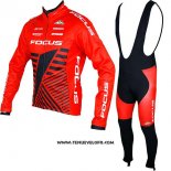 2017 Maillot Ciclismo Focus XC Ml Rouge Manches Longues et Cuissard