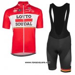 2017 Maillot Ciclismo Lotto Soudal Rouge Manches Courtes et Cuissard