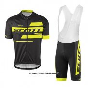 2017 Maillot Ciclismo Scott Noir et Jaune Manches Courtes et Cuissard