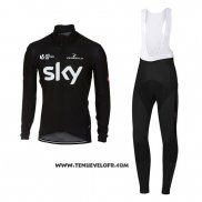 2017 Maillot Ciclismo Sky Profond Noir Manches Longues et Cuissard