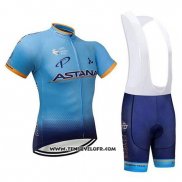 2018 Maillot Ciclismo Astana Fonce Bleu Manches Courtes et Cuissard