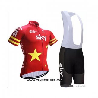 2018 Maillot Ciclismo Chine Rouge Manches Courtes et Cuissard