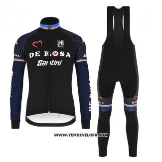 2018 Maillot Ciclismo DE Rose Noir Manches Longues et Cuissard