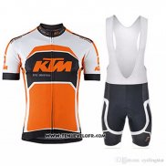 2018 Maillot Ciclismo KTM Blanc Orange Manches Courtes et Cuissard