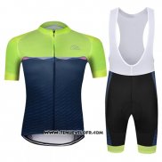 2019 Maillot Ciclismo Chomir Vert Fonce Bleu Manches Courtes et Cuissard