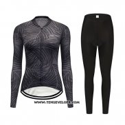 2019 Maillot Ciclismo Femme Delle Gris Manches Longues et Cuissard