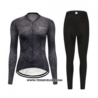 2019 Maillot Ciclismo Femme Delle Gris Manches Longues et Cuissard