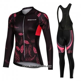 2019 Maillot Ciclismo Femme Mieyco Noir Rouge Manches Longues et Cuissard