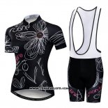 2019 Maillot Ciclismo Femme Weimostar Noir Blanc Rose Manches Courtes et Cuissard