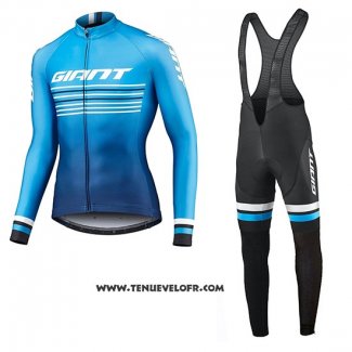 2019 Maillot Ciclismo Giant Race Day Bleu Manches Longues et Cuissard