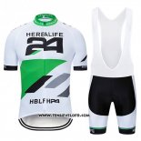 2019 Maillot Ciclismo Herbalifr 24 Blanc Vert Manches Courtes et Cuissard
