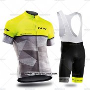 2019 Maillot Ciclismo Northwave Gris Jaune Manches Courtes et Cuissard