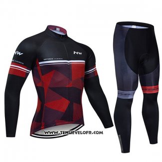 2019 Maillot Ciclismo Northwave Noir Rouge Blanc Manches Longues et Cuissard