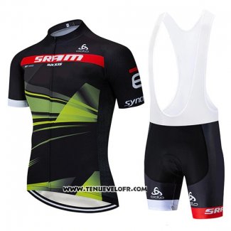 2019 Maillot Ciclismo Sram Noir Vert Manches Courtes et Cuissard