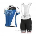 2020 Maillot Ciclismo Hagens Berman Axeon Bleu Blanc Manches Courtes et Cuissard