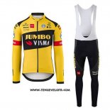 2020 Maillot Ciclismo Jumbo Visma Jaune Noir Manches Longues et Cuissard