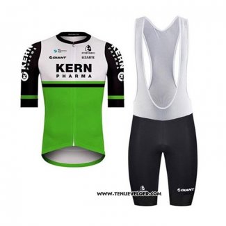 2020 Maillot Ciclismo Kern Pharma Blanc Vert Noir Manches Courtes et Cuissard