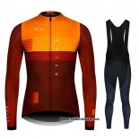 2020 Maillot Ciclismo NDLSS Marron Jaune Manches Longues et Cuissard