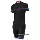 2020 Maillot Cyclisme Femme Loffler Rose Bleu Noir Manches Courtes et Cuissard