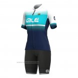 2021 Maillot Cyclisme Femme ALE Bleu Clair Manches Courtes et Cuissard